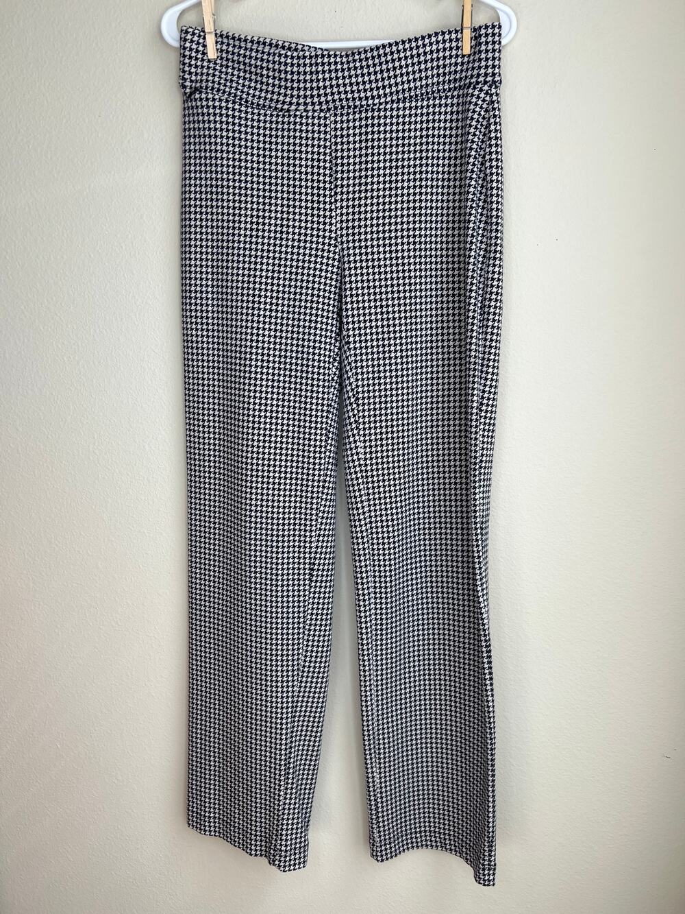 Lands' End Starfish Mid Rise Straight Leg Pants Pull On Houndstooth Tall Size MT
